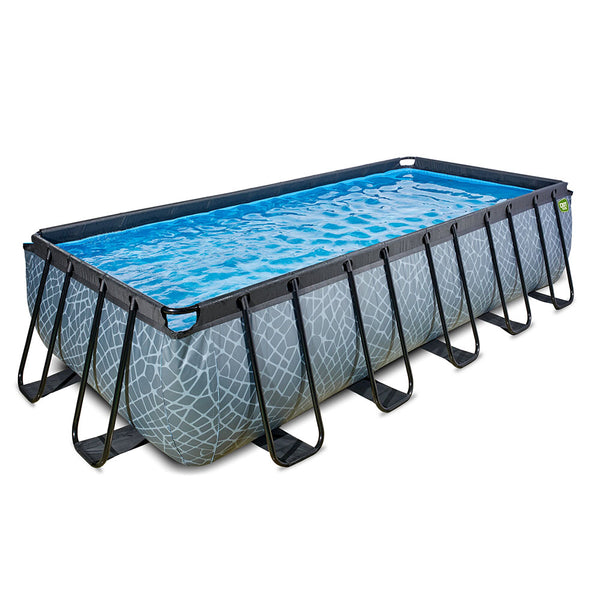 Piscina EXIT Stone 540x250x122 con filtro de arena y escalera - gris