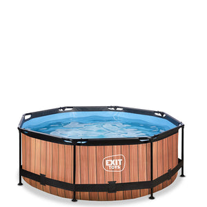 Exit Wood Pool 244x76 with Filter Pump - Brown