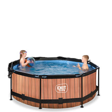 Load image into Gallery viewer, EXIT Wood 244x76 pool with filter pump and awning - brown 
