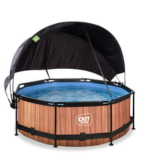 Load image into Gallery viewer, EXIT Wood 244x76 pool with filter pump and awning - brown 
