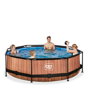 Exit Wood Pool 300x76 with Filter Pump - Brown