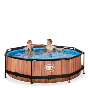 Exit Wood Pool 300x76 with Filter Pump - Brown