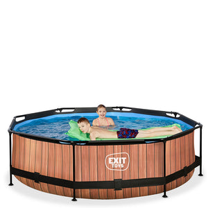 Exit Wood Pool 300x76 with Filter Pump - Brown