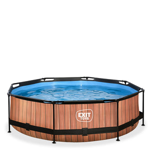 Exit Wood Pool 300x76 with Filter Pump - Brown