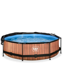 Load image into Gallery viewer, EXIT Wood 300x76 pool with filter pump and awning - brown 
