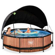 Load image into Gallery viewer, EXIT Wood 300x76 pool with filter pump and awning - brown 
