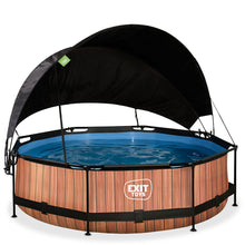 Load image into Gallery viewer, EXIT Wood 300x76 pool with filter pump and awning - brown 
