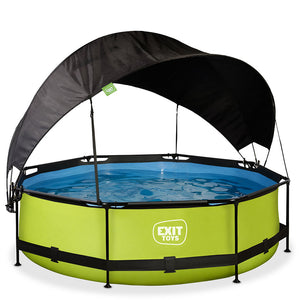 EXIT Lime 300x76 pool with filter pump and awning - green 