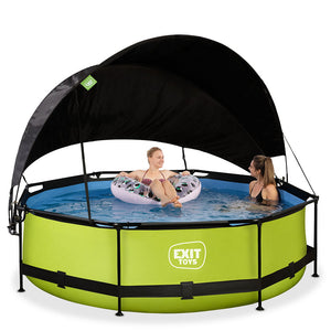 EXIT Lime 300x76 pool with filter pump and awning - green 