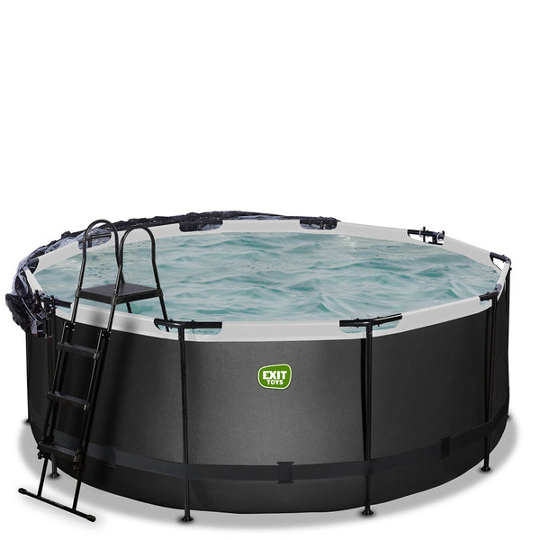 EXIT Black 360x122 pool with sand pump and dome - black