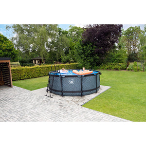 EXIT Stone pool 360x122 with filter and ladder - gray 