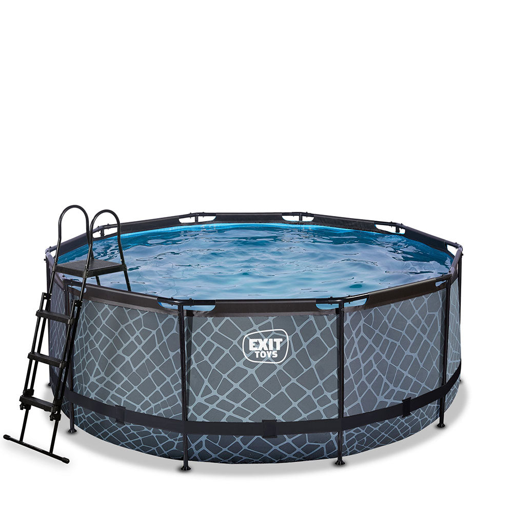 EXIT Stone pool 360x122 with filter and ladder - gray 