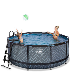 EXIT Stone pool 360x122 with filter and ladder - gray 