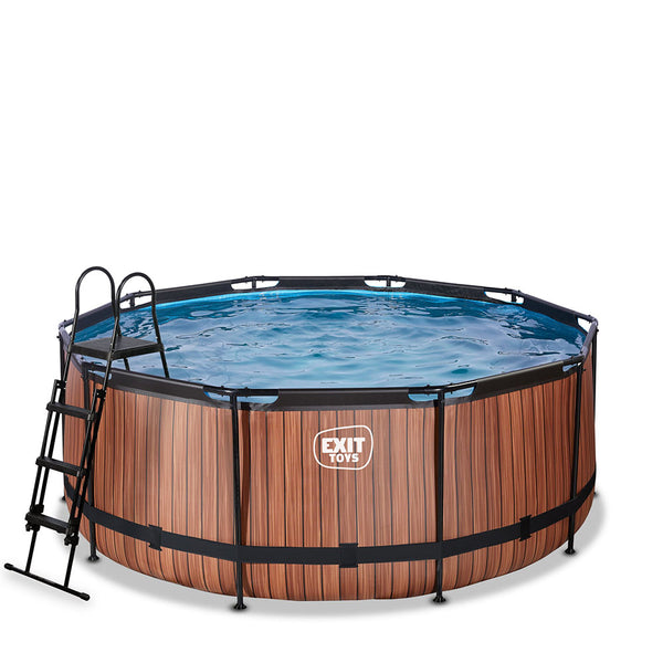 EXIT Wood pool 360x122 with filter and ladder - brown