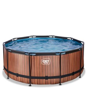 EXIT Wood pool 360x122 with filter and ladder - brown