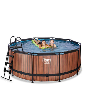 EXIT Wood pool 360x122 with filter and ladder - brown