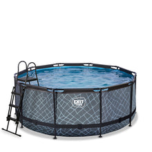 Load image into Gallery viewer, EXIT Stone 360x122 pool with sand filter and ladder - gray
