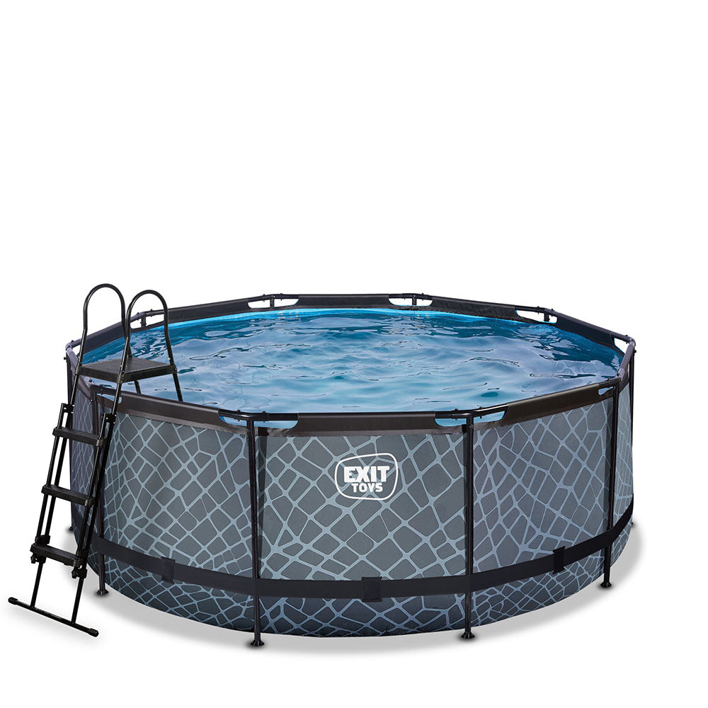 EXIT Stone 360x122 pool with sand filter and ladder - gray