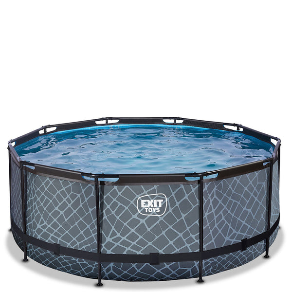 EXIT Stone 360x122 pool with sand filter and ladder - gray