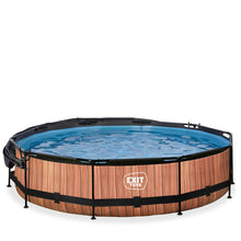 Load image into Gallery viewer, EXIT Wood 360x76 pool with filter pump and awning - brown
