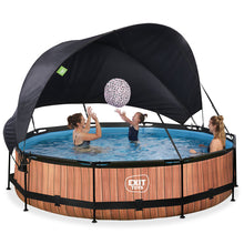 Load image into Gallery viewer, EXIT Wood 360x76 pool with filter pump and awning - brown
