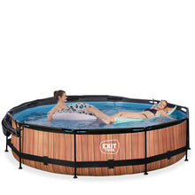 Load image into Gallery viewer, EXIT Wood 360x76 pool with filter pump and awning - brown
