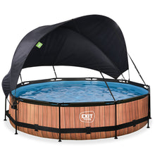 Load image into Gallery viewer, EXIT Wood 360x76 pool with filter pump and awning - brown
