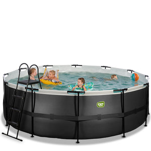 Piscina EXIT Black 427x122 amb filtre i escala - negre