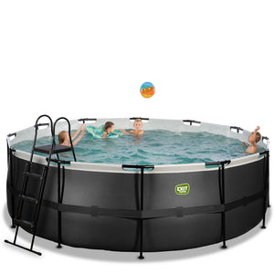 Piscina EXIT Black 427x122 amb filtre i escala - negre