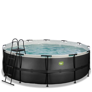 EXIT Black 427X122 pool with sand filter and ladder - black