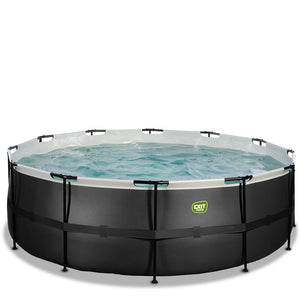 EXIT Black 427X122 pool with sand filter and ladder - black