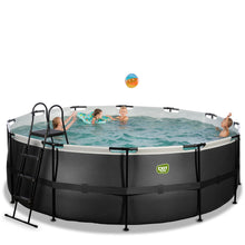 Load image into Gallery viewer, EXIT Black 427X122 pool with sand filter and ladder - black
