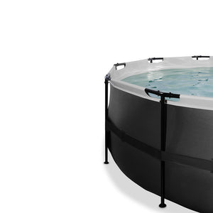 Piscina EXIT Black 450x122 con filtro y escalera - negro