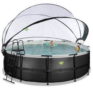 EXIT Black pool 450x122 with sand filter, dome and ladder - black