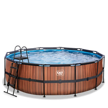 Load image into Gallery viewer, EXIT Wood pool 450x122 with sand filter and ladder - brown
