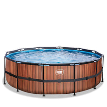 Load image into Gallery viewer, EXIT Wood pool 450x122 with sand filter and ladder - brown
