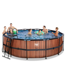 Load image into Gallery viewer, EXIT Wood pool 450x122 with sand filter and ladder - brown
