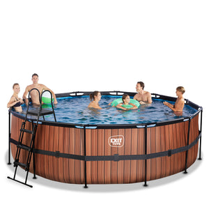 EXIT Wood pool 450x122 with sand filter and ladder - brown