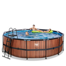 Load image into Gallery viewer, EXIT Wood pool 450x122 with sand filter and ladder - brown
