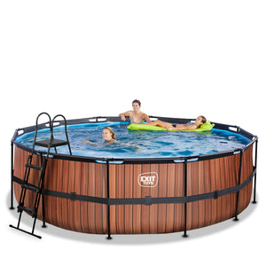 EXIT Wood pool 450x122 with sand filter and ladder - brown