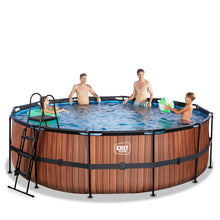 Load image into Gallery viewer, EXIT Wood pool 450x122 with sand filter and ladder - brown
