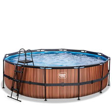 Load image into Gallery viewer, EXIT Wood pool 488x122 with sand filter and ladder - brown
