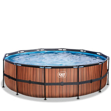 Load image into Gallery viewer, EXIT Wood pool 488x122 with sand filter and ladder - brown
