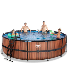 Load image into Gallery viewer, EXIT Wood pool 488x122 with sand filter and ladder - brown
