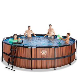 EXIT Wood pool 488x122 with sand filter and ladder - brown