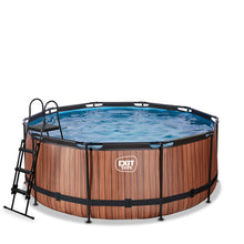 Load image into Gallery viewer, EXIT Wood 360x122 pool with sand filter and ladder - brown
