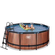 Load image into Gallery viewer, EXIT Wood 360x122 pool with sand filter and ladder - brown
