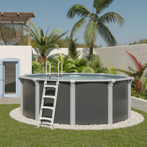 Piscina de acero elevada OSMOSE ANTRACITA 395x132 con bomba de filtración
