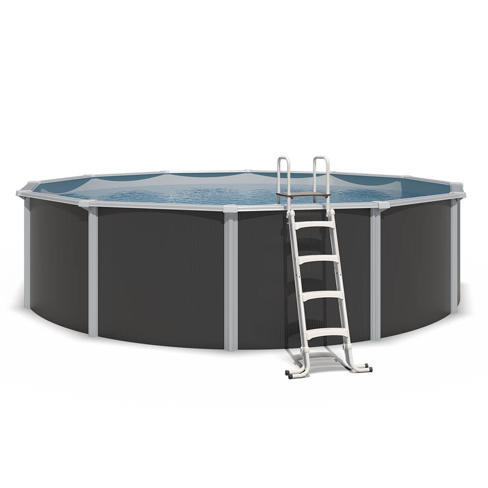 Piscina de acero elevada OSMOSE ANTRACITA 490x132 con bomba de filtración