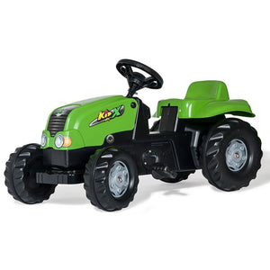 Tractor de pedales Rolly Kid con remolque color verde